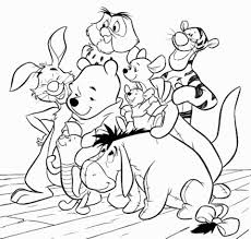Pooh Rabbit Owl Tigger Roo And Eeyore Coloring Page From Winnie The Pooh Category Select From Disney Coloring Pages Cartoon Coloring Pages Coloring Pages