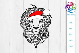 Lion With Santa Hat Svg Cut Files Graphic By Sintegra Creative Fabrica