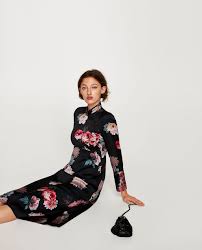 プリント地ミディ丈ワンピース ミディアム ドレス ワンピース レディ ス zara 日本 dresses with sleeves long sleeve dress fashion