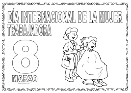 Tarjeta para pintar o colorear, con motivo del dia de la mujer. Dibujo Dia De La Mujer Trabajadora Para Colorear Jugar Y Colorear