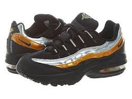 Nike Air Max 95 Ps Little Kids 311524 906 Black Silver Gold Shoes Youth Sz 11 5