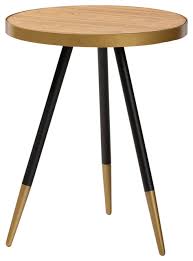 Modern gold stainless steel leg marble top round living room home furniture luxury side center coffee tea table. Darin Round Walnut Wood And Metal End Table With Two Tone Black And Gold Legs Midcentury Side Tables And End Tables By Baxton Studio Houzz