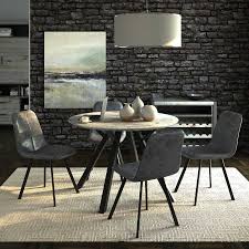Shop online for gray dining room chairs. Tyler Granite Effect Circular Dining Table 4 Grey Faux Leather Chairs