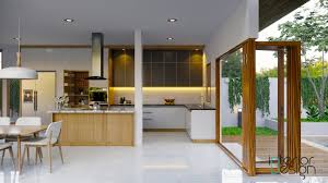 Pada ide desain dapur minimalis ini, ruangannya menyatu dengan ruang makan dan koridor. Desain Dapur Ruang Makan Badung Bali Interiordesign Id