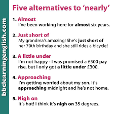 Bbc learning english is a department of the bbc world service devoted to english language teaching. Bbc Learning English On Instagram Vocabulary Challenge How Many Of These Alternatives To Nearly Can You U Learn English Good Vocabulary Confusing Words