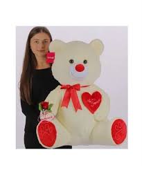 Pelus Oyuncak Ayi Kalpli Elinde Gul Tutan Romantik Pelus Ayi