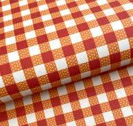 Orange & White Plaid Printed Faux Leather Sheets, Pattern ...