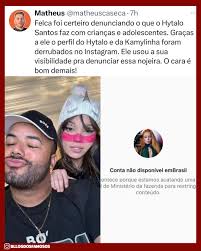 O Instagram derrubou os perfis de Kamilinha e Hytalo Santos após o  influenciador Felca divulgar um vídeo expondo Hytalo por exploração sexual  de menores. Siga ↪️ @bllogdosfamosos para ver mais! 📌  (📸reproduçãoInstagram)