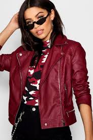 Faux Leather Biker Jacket With Quilt Detail Boohoo Australia In 2020 Faux Leather Biker Jacket Biker Jacket Biker Jacket Outfit