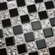 Black And Silver Backsplash Black And White Tile For Kitchen Backsplash Tile Bath Wall Tile Square Mosaic Glass Mirror Wall Tiles Mirror Tile Backsplash