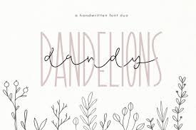 The precursive rails font, the precursive rails dashed font, and the precursive rails stroked font provide the letters on handwriting lines. Dandy Dandelions Handwritten Script Print Font Duo 176267 Script Font Bundles