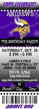 Nfl Minnesota Vikings Birthday Invitation Football Birthday Invitations Movie Ticket Birthday Invitations Birthday Invitations