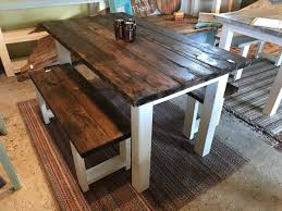 Small Farmhouse Table Rustic Farmhouse Table With Benches Etsy In 2020 Rustic Kitchen Tables Farmhouse Table Rustic Farmhouse Table