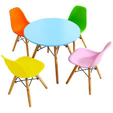5 Piece Kids Colorful Set With 4 Armless Chairs Modern Table And Chairs Armless Chair Chair