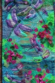 Textile Fibre Art Dragonflies Wall Hanging Fantasy Art Quilted Etsy In 2021 Textile Fiber Art Textile Art Crazy Quilts
