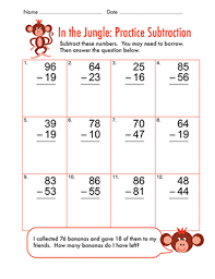 Drill it to kill it! Two Digit Subtraction With Regrouping In The Jungle Worksheet Education Com