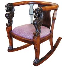 Antique Wood Rocking Chair Carved Griffin Lion Dragon 1stdibs Com Wood Rocking Chair Wooden Rocking Chairs Vintage Rocking Chair