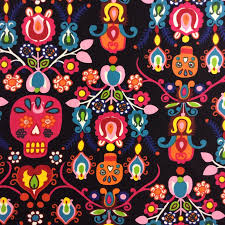 Decorative skull fabric, the day of the dead fabric, dia de los muertos sugar skulls print fabric, 100% cotton halloween fabric by the yard. Ah147 Colorful Sugar Skulls Day Of The Dead Quilt Cotton Quilting Fabric