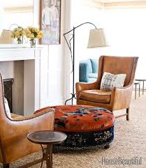 Living Room Leather Chairs Upholstered Ottoman In Rich Fabric Fireplace Seating Living Room With Fireplace Home Decor