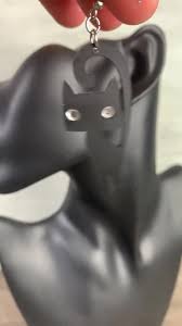 Spooky Cute Black Cat earrings with shiny mirror eyes