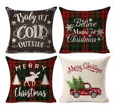 Add unique accents to your room with decorative custom pillows from shutterfly. Buy Kithomer Set Of 4 Christmas Decorations Pillow Covers Christmas Buffalo Plaid Farmhouse Decor Throw Pillow Cases Cushion Cover 18 X 18 Inch Online At Low Prices In India Amazon In