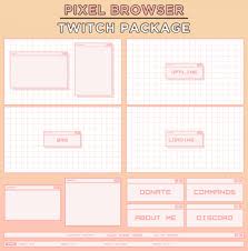 Full Pastel Pink Pixel Browser Twitch Package Etsy Pixel Twitch Overlays Picsart