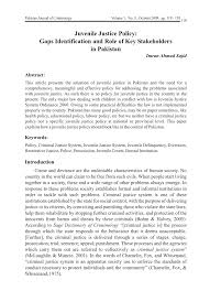 Pdf Juvenile Justice Policy Gaps Identification And Role Of Key Stakeholders In Pakistan