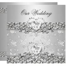 Elegant Wedding Silver White Diamond Heart Invitation Zazzle Com Diamond Wedding Invitation Lace Wedding Invitations Silver Wedding Invitations