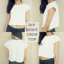 How to cut a tshirt into a tank top. Diy Boxy Crop Top From An Oversized Tee Boxy Crop Top T Shirt Diy Diy Crop Top