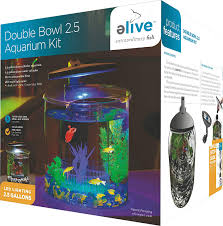 Amazon Com Elive Double Bowl Aquarium Kit 2 5 Gallon Betta Aquarium With Filter And Fish Tank Led Track Light Pet Supplies