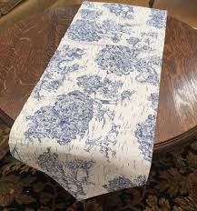 Vintage Blue Toile Table Runner Hostess Gift Cottage Style Etsy Blue Toile Vintage Table Runner House Gifts