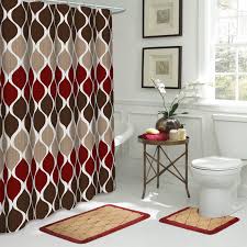 Bath Fusion Clarisse 15 Piece Bathroom Shower Set Brown Barn Red Brown Shower Curtain Red Shower Curtains Bathroom Red