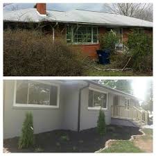 Black And Grey Brick Houses Painted Brick House Gray Black Gutters Basement Rancher For Sale In Knoxville Tn House Paint Exterior Grey House Paint Exterior Painted Brick House