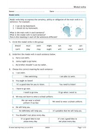 A modal verb might also be referred to as a 'helping' verb and these are very common within the english language. A Worksheet To Consolidate Learning On Modal Verbs