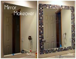 Finally Time To Update My Guest Bathroom For My First Project I Updated The Old Boring Mirror With Diy Bathroom Makeover Mirror Makeover Bathroom Makeover