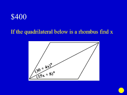 If you have a rectangle or square, each of the angles measures 90°. Gt Geometry Unit 6 Quadrilaterals Jeopardy Angles Of Polygons Ogram Properties Ogram Tests Rhombi Tra Pezoids Area Coordinate Plane Ppt Download