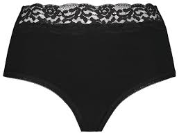 Slip Femme Taille Haute Dentelle Noir Hema