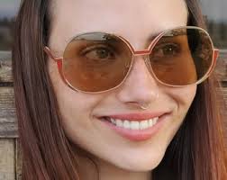 Vintage 80s Red-gold Women Sunglasses, Large Round Metal Frame Sunglasses,  Glamorous Sunglasses, Never Worn Vintage Eyewear