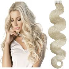 Most wavy blonde hair extensions have the same qualities as your natural hair, meaning they can be dyed, washed, and even heat styled. 60 Platinum Blonde Tape In Hair Extensions Length 22 20 Pcs Qty Body Wave Wavy