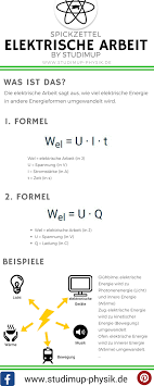Physik Spickzettel Zur Elektrizitatslehre Studimup Elektrische Arbeit Physik Lernen Physik Und Mathematik