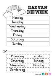 days of the week in afrikaans by sweetpeas in second tpt
