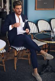 Dark Blue Men Sport Suit Fashion Business Casual Business Casual Men Mens Fashion Business Casual