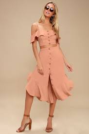 Malta Mauve Pink Off The Shoulder Button Up Two Piece Dress Two Piece Dress Piece Dress Skirt Outfits