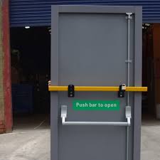 It is fixed on the street side of the gate. Fire Exit Drop Bar System