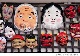 日本のおめん お面 祭り 夏祭り
