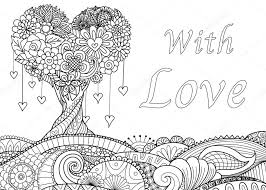 Love coloring page from st. Love Tree On Floral Ground For Adult Coloring Book Pages Valentine S Card Wedding Invitation Premium Vector In Adobe Illustrator Ai Ai Format Encapsulated Postscript Eps Eps Format