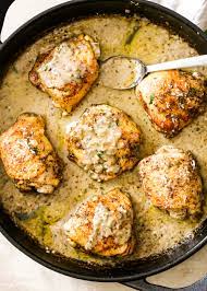 Chicken Baked In Garlic Parmesan Cream Sauce Gimme Delicious