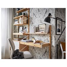 Svalnas Wall Mounted Storage Combination Bamboo White Ikea Desks For Small Spaces Ikea Home Office Furniture