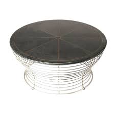 39 diameter coffee table solid reclaimed elm black iron base round. Modern Fossil Stone And Metal Round Coffee Table Black Overstock 28957998
