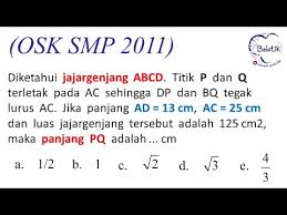 Sehingga luas jajargenjang dirumuskan sebagai berikut. Jajargenjang Abcd Titik P Dan Q Terletak Pada Ac Sehingga Dp Dan Bq Tegak Lurus Ac Osk Smp 2011 Youtube